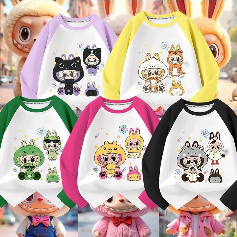 2025洋气长袖纯棉拉布布儿童卡通新款T恤上衣百搭打底宽松长袖T恤