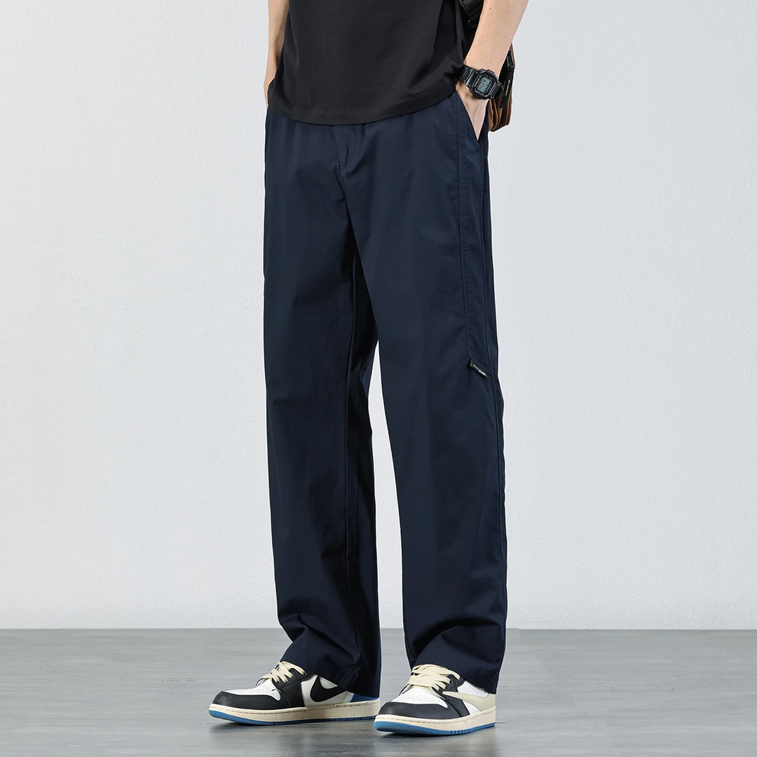 复古简约纯色直筒休闲裤男2025春夏新款潮牌宽松百搭阔腿长裤子男