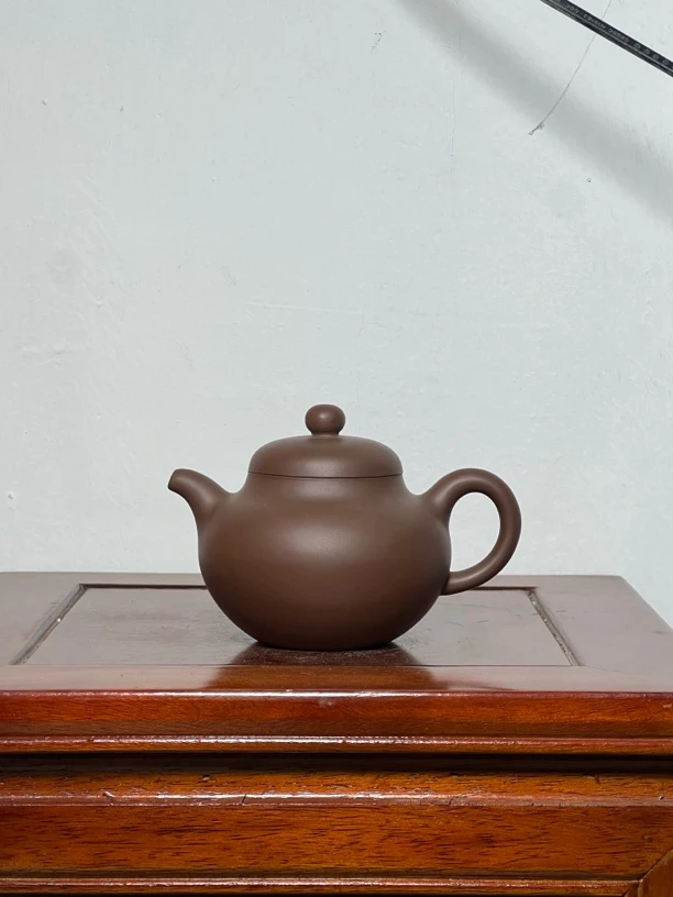 宜兴紫砂壶紫泥柿圆