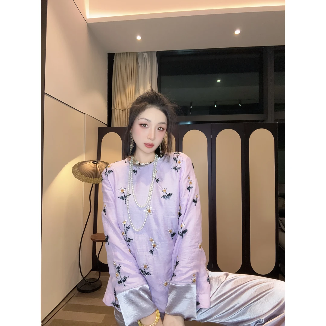 【紫藤花开】深圳原创设计新中式时尚休闲百搭长袖上衣