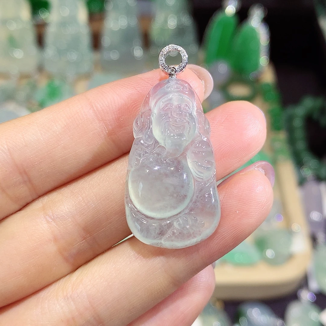 颈饰18K金镶嵌翡翠财