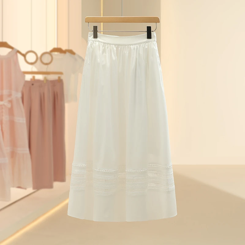 【ka】天丝经典款显瘦拼接镂空半身裙2025夏季商场专柜品牌女装