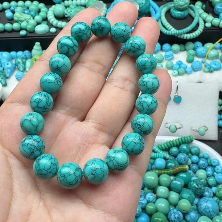 卡10➕绿水草纹圆珠手串一条