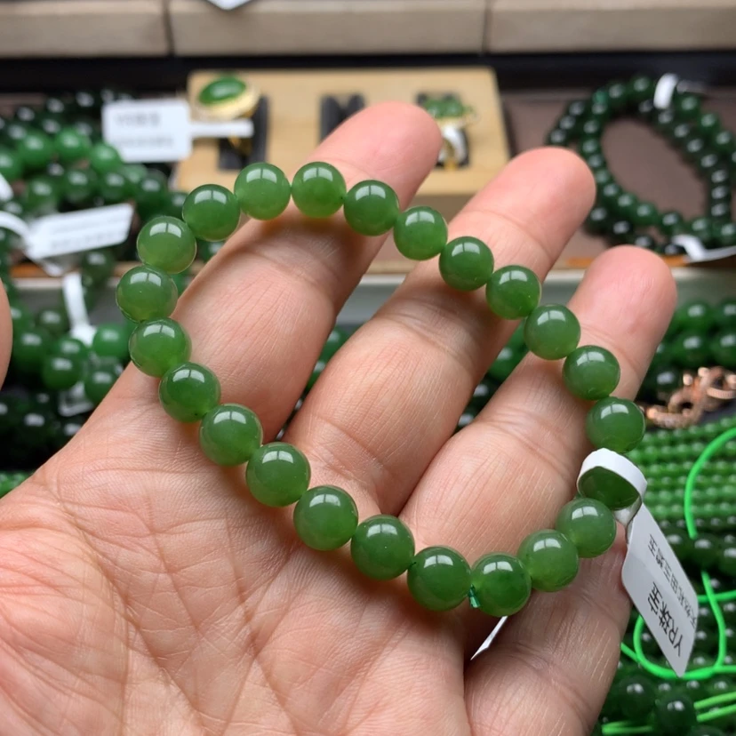 【闪购商品】未镶嵌手串和田玉（碧玉）冰阳8m m
