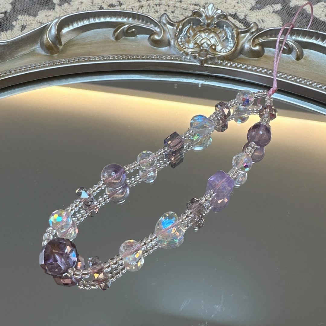 紫水晶搭配施家水晶手机挂件1393 颜色微差 多样性发一