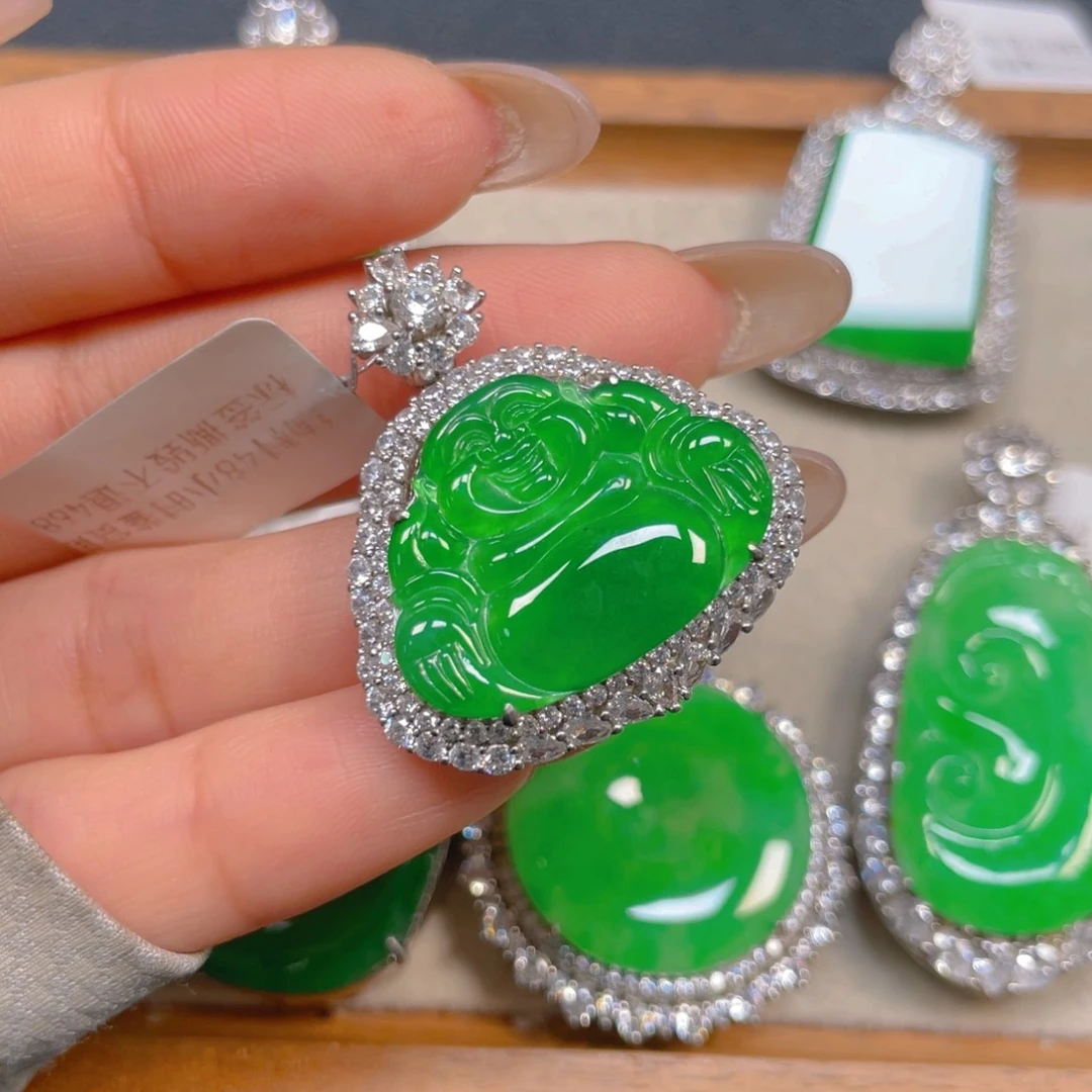 翡翠银S925镶嵌挂件