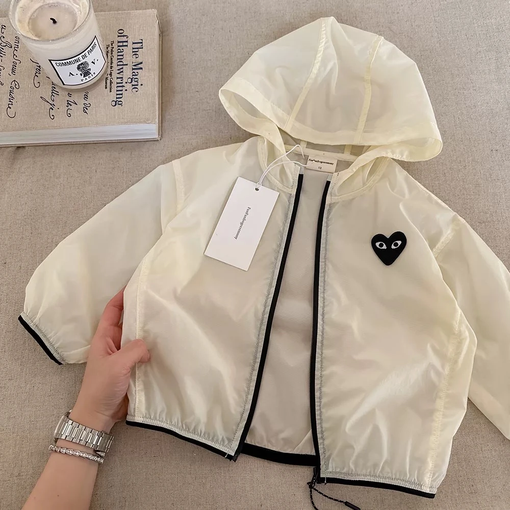 儿童防晒衣轻薄款夏季男女童爱心连帽外套洋气潮宝宝防晒服女透气
