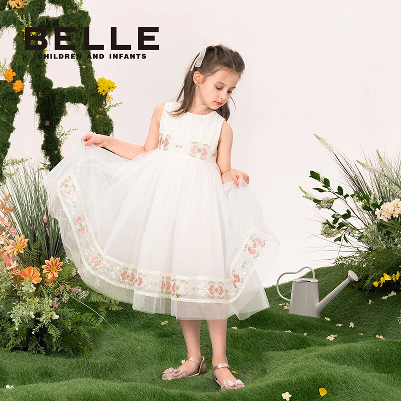百丽儿童夏季新款小女孩无袖连衣裙BD0014