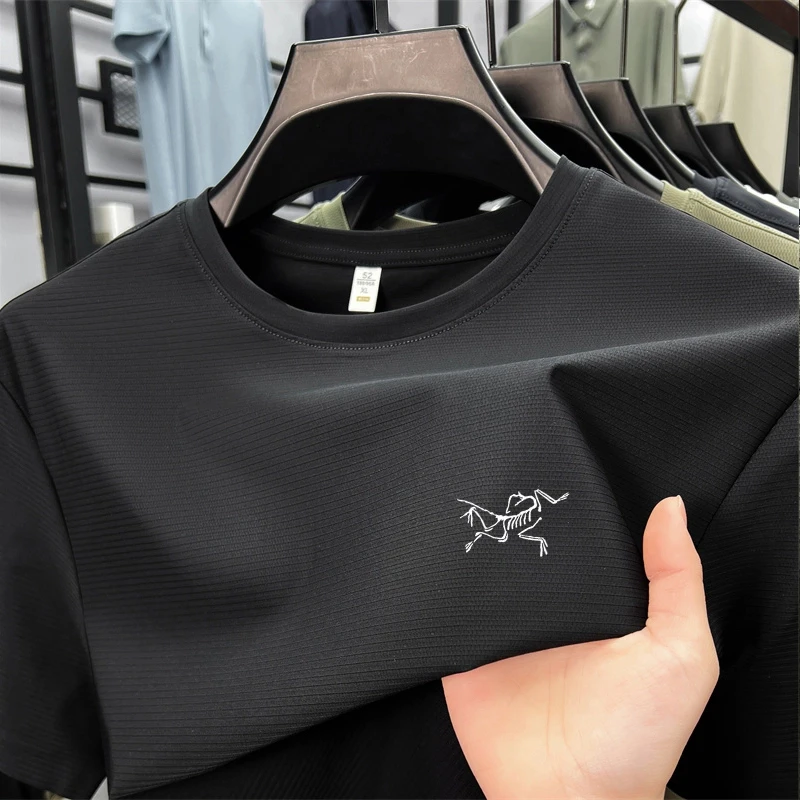 【港口尾货·限购2单】鸟家刺绣意大利轻奢时尚圆领男士休闲百搭短袖