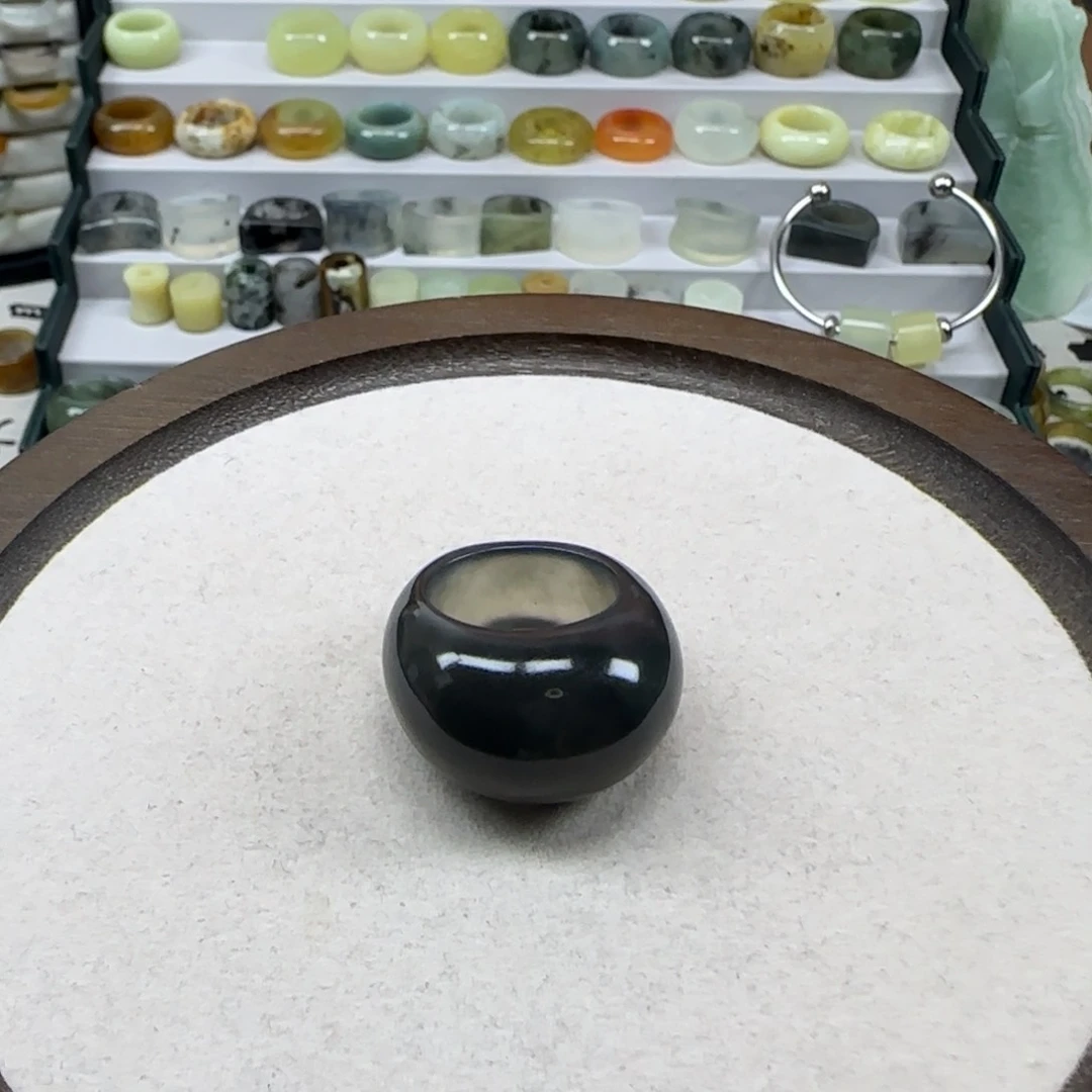 小***盖蛇纹石玉合金戒指内径19.6