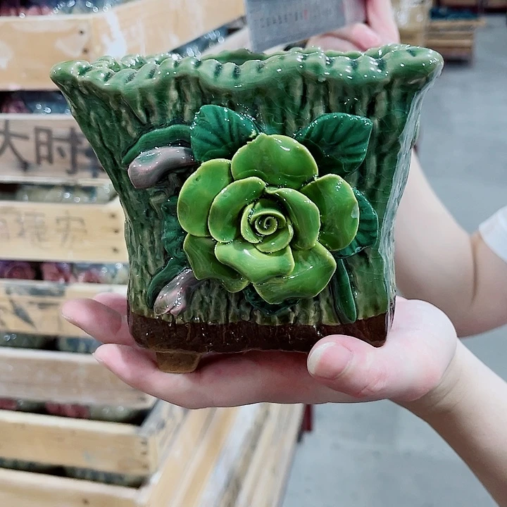 有孔，凑10元包邮陶瓷花盆发货！