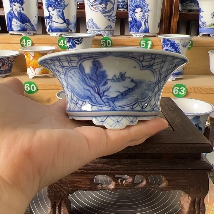 摆件墨奈手绘手工陶瓷花盆