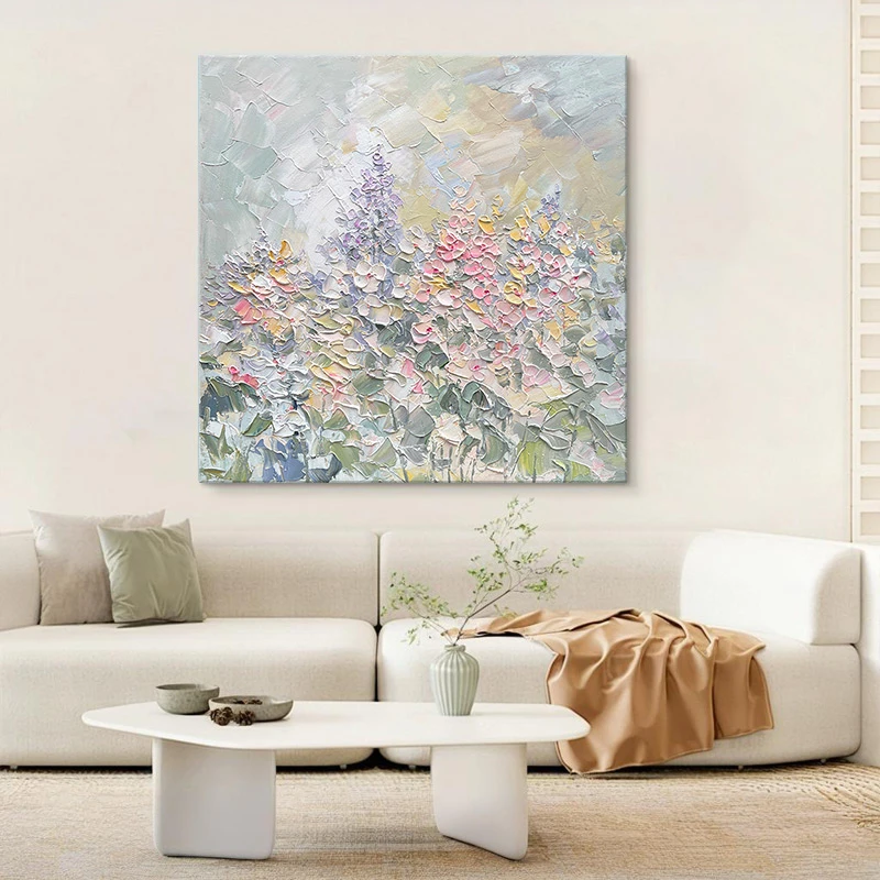 【萌绿】油画法式客厅背景墙挂画肌理感餐厅装饰画奶油风卧室床头画