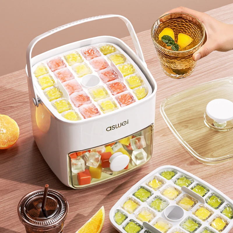 按压冰格冰块模具制冰盒冻冰球神器磨具大容量储冰家用食品级冰箱