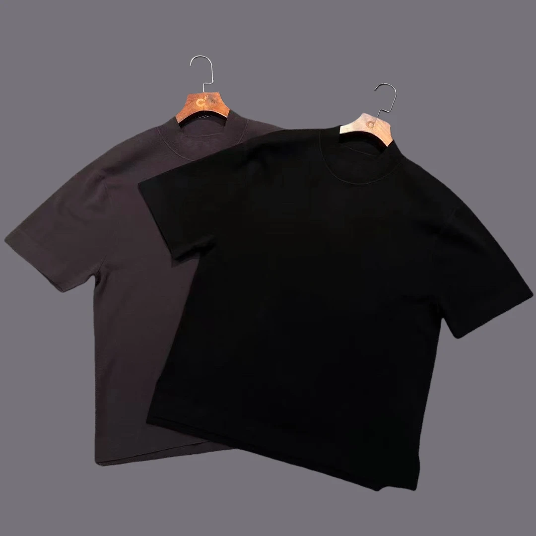 TAROCC设计师款宽松版4.5cm半高领前短后长男士秋冬针织短袖