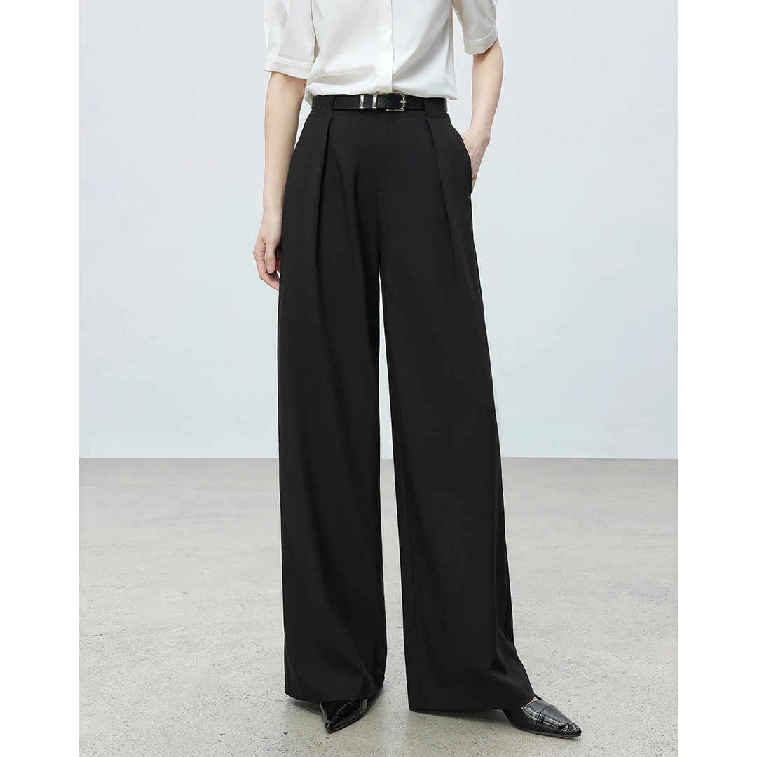 【林一专属】朗文斯汀高腰显瘦垂感直筒裤拖地长裤DTYK5204A18498