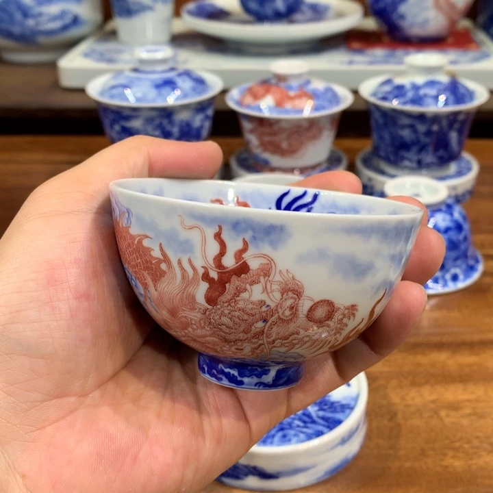 自成堂柴窑 青花釉里红