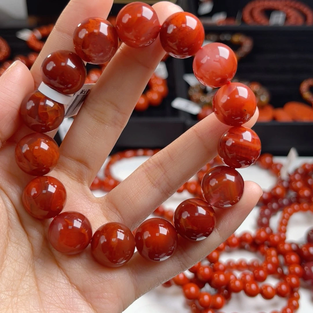未镶嵌牛血手串14m南红玛瑙