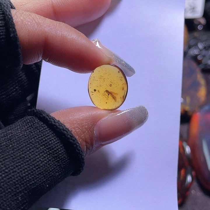 琥珀裸石未镶嵌？