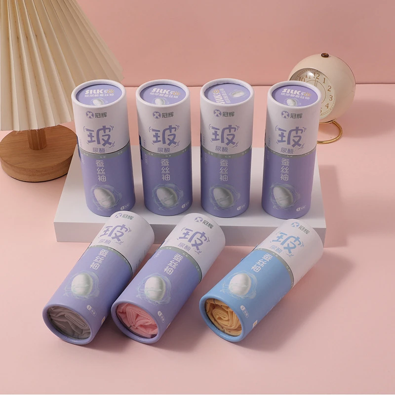 冠辉冰袖长款防晒蚕丝半指袖纯色户外骑行绿茶纸筒桶装袖套