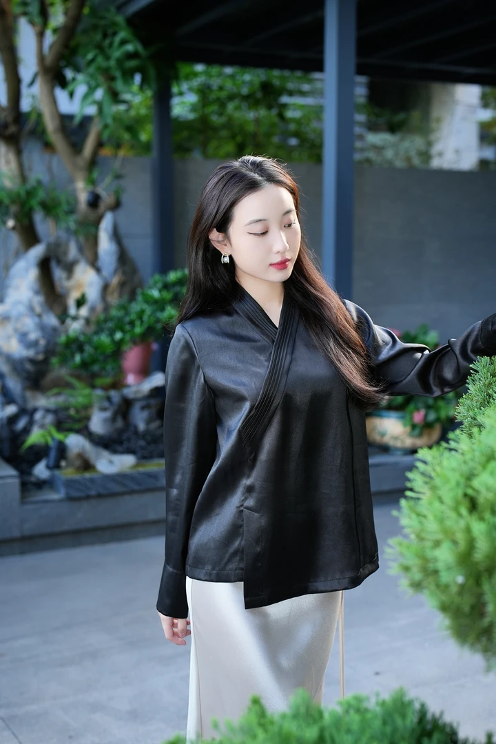 蓝大【鹤汀】桑蚕丝新中式上衣7115