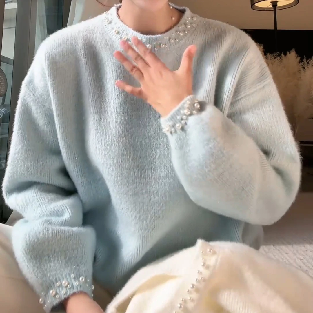 冬季新款设计感时尚百搭气质休闲圆领减龄针织上衣LK2501057