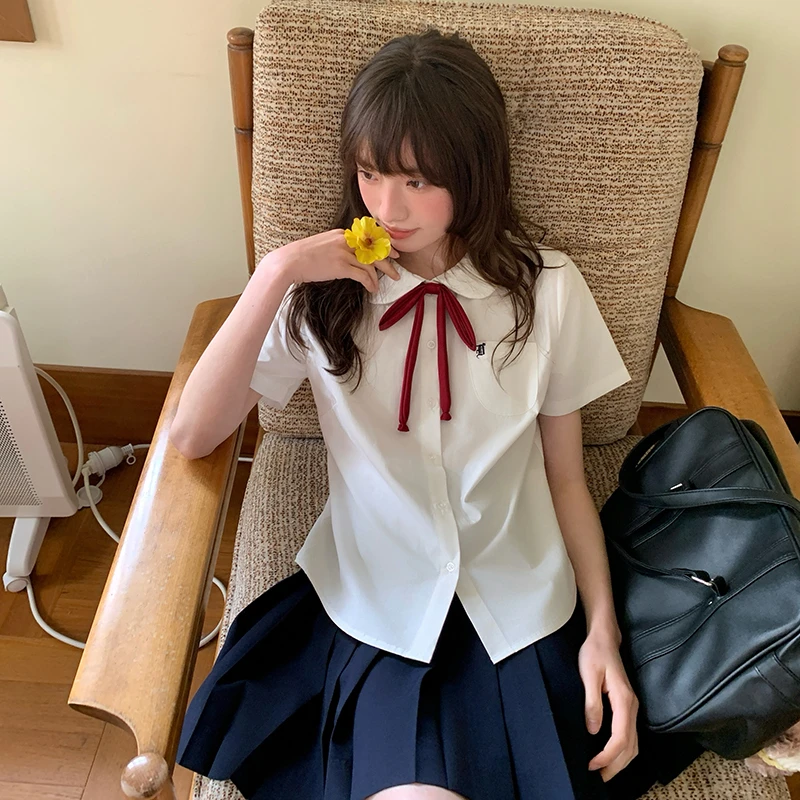 东京岁时记jk小椿谷制服衬衫短袖学院风白色夏季圆领衬衫学生上衣