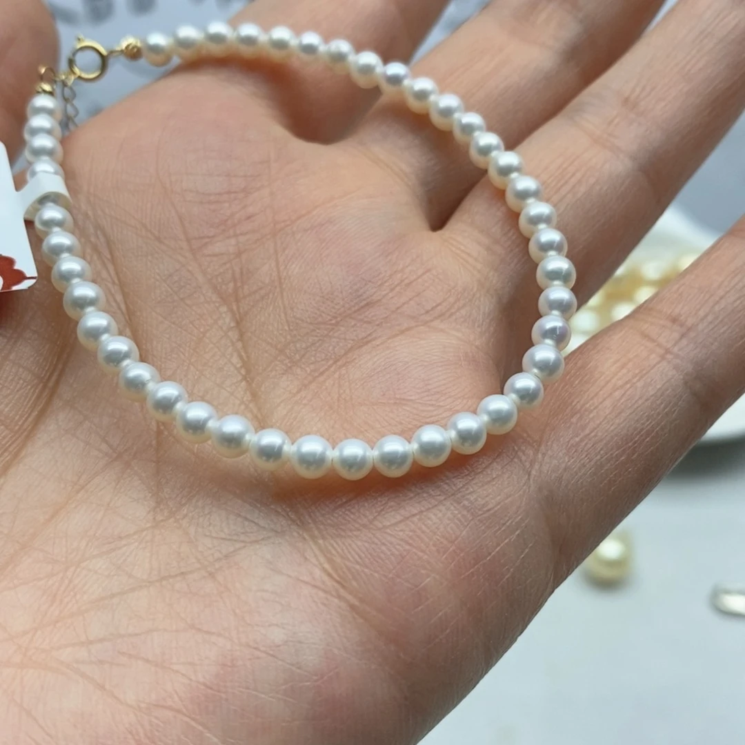 淡水珍珠手绳18K金镶嵌3-4