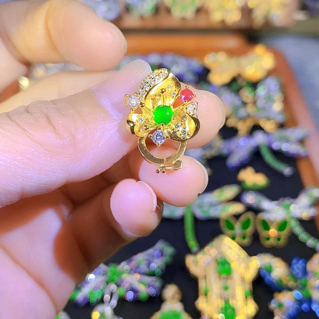 颈饰银S925镶嵌翡翠