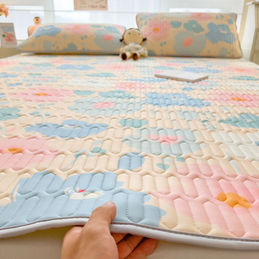 夏季新款冰丝乳胶凉席可水洗印花床品空调席学生宿舍单人软席家用