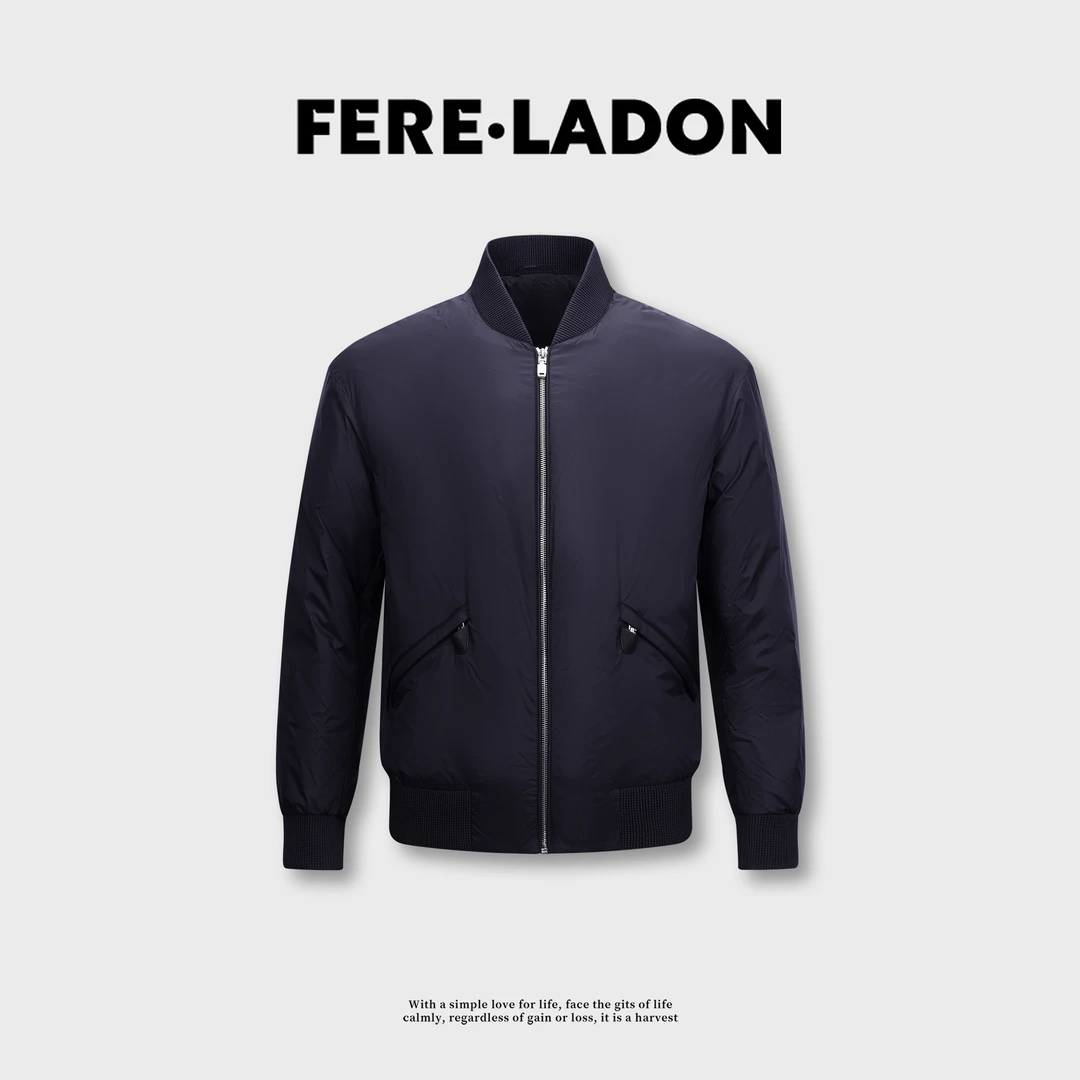 【90鹅绒/绵羊皮配皮】男士冬季轻薄重磅时尚立领鹅绒羽绒服-877808