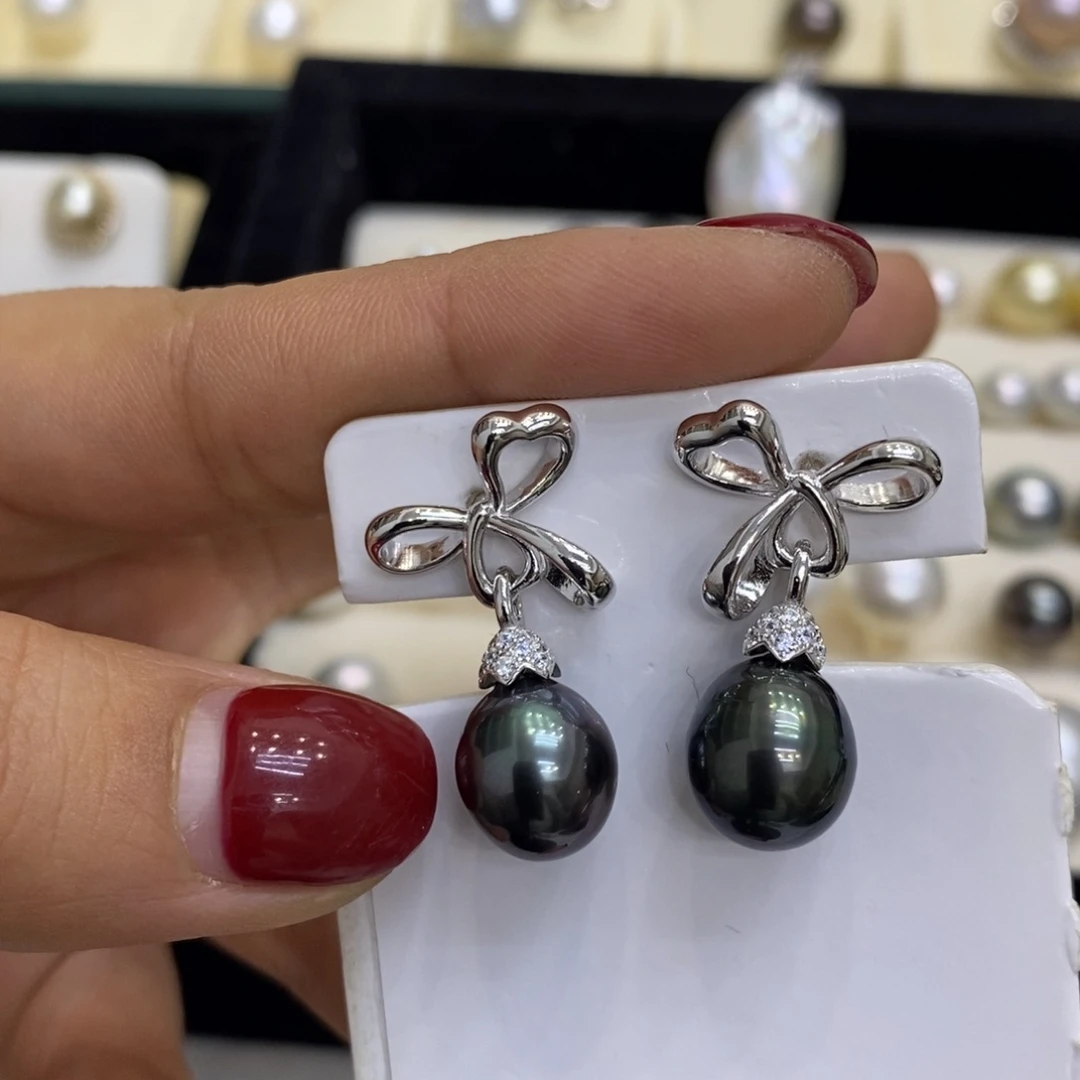 海水珍珠耳饰银S925镶嵌