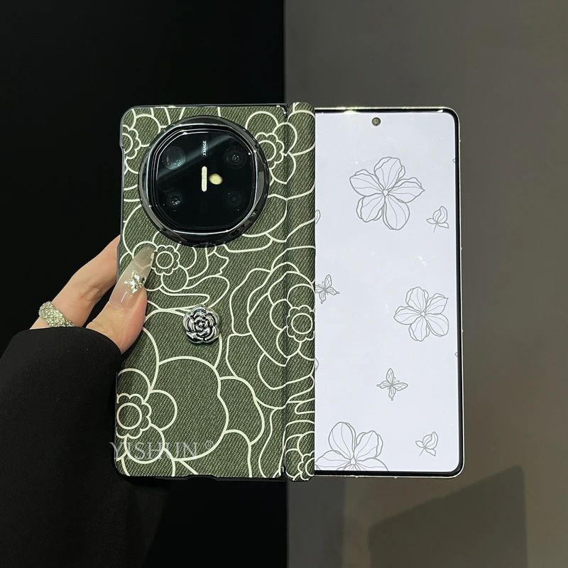 适用华为MateX6折叠屏手机壳小香风mateX5山茶花新款复古风X3外壳