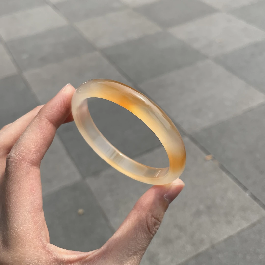 圈口56+正圈橘色锦鲤飘糖飘纹有晶体扣手介意勿拍-玛瑙