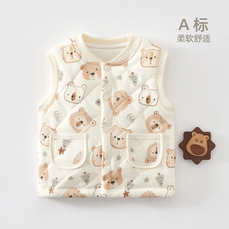 婴儿马甲秋冬款a类外穿坎肩无袖宝宝背心女男童纯棉加厚保暖外套