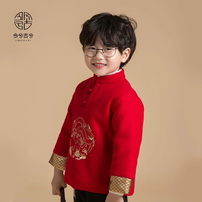 拜年服男童冬中国风男宝宝儿童唐装过年童装男孩周岁汉服