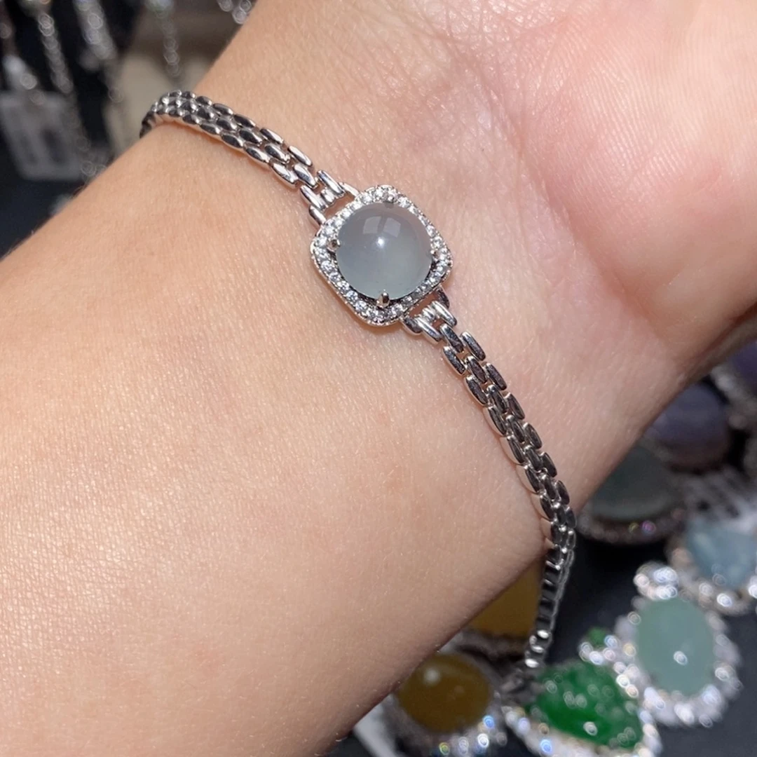 翡翠手链银S925镶嵌b k k k