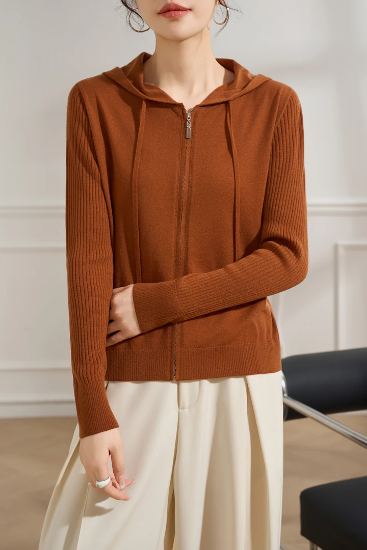【欧蔓依】OMYB81602早秋新款连帽秋冬开衫薄款宽松型
