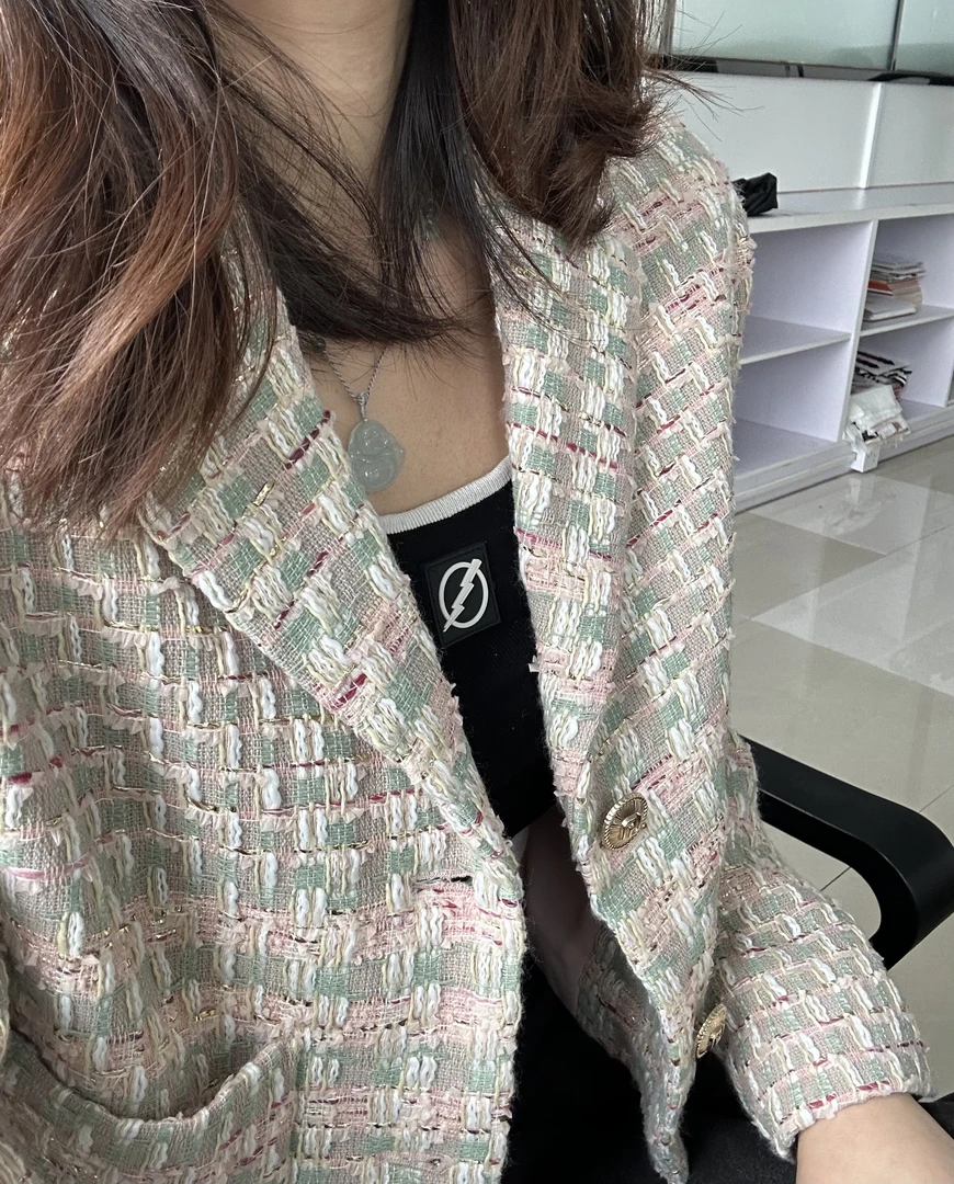 DAMEI-【千金小香】温柔粗纺短款小香风短外套时尚设计感