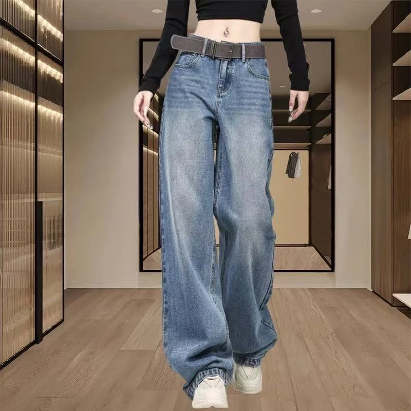 春秋季新款牛仔裤时尚百搭小众设计感阔腿裤显瘦复古女装潮NZ147