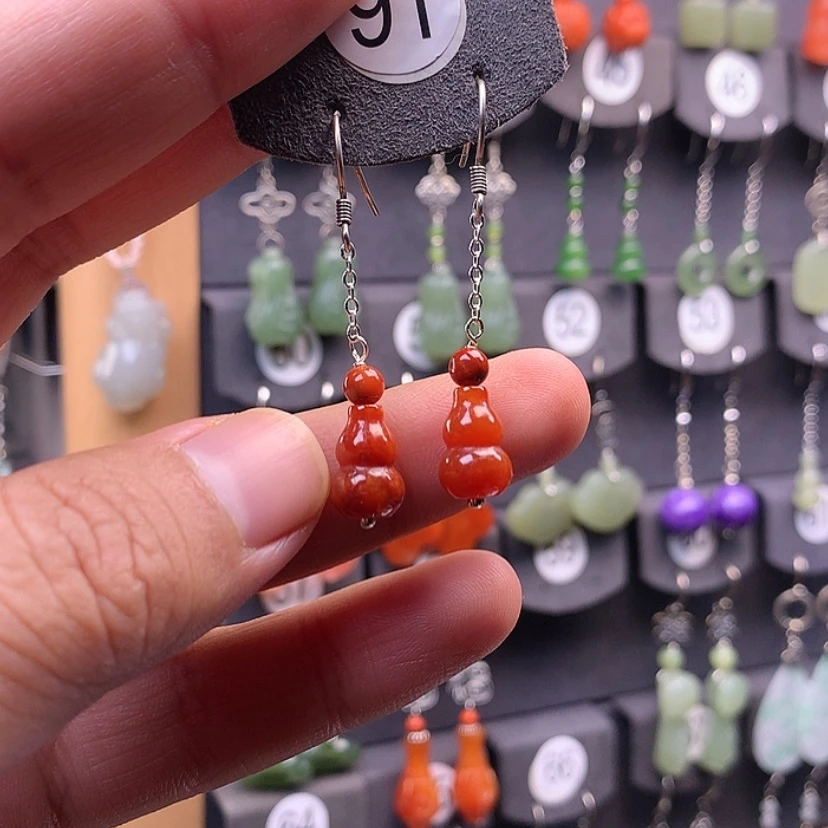 【闪购商品】翡翠耳饰银S925镶嵌雨*铃