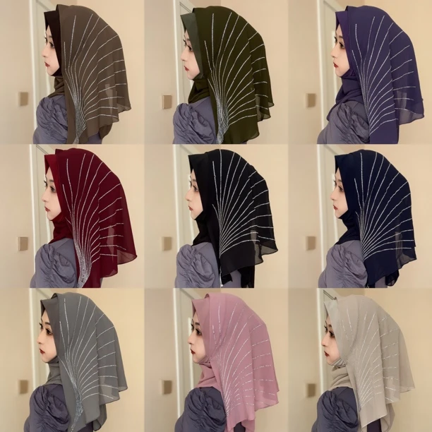 M夏沫推荐、羽毛扇精品噢钻绕巾【送盒针】