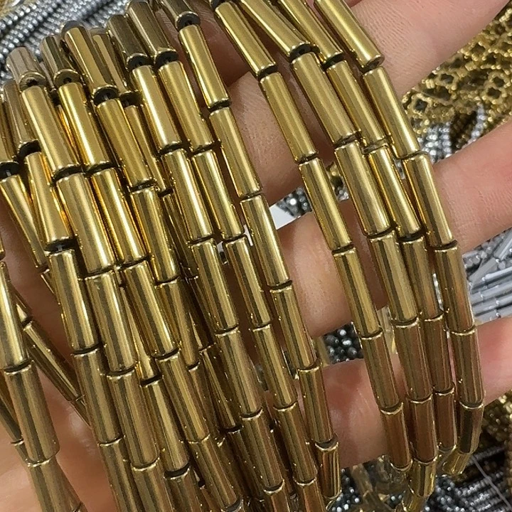 玛瑙/玉髓合金珠宝半成品2条4mm管珠