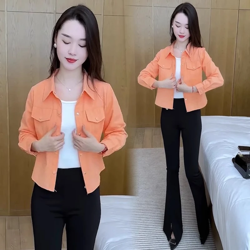 拉夏贝尔 短款衬衫外套女2025春夏新款时尚休闲百搭开衫衬衣上衣