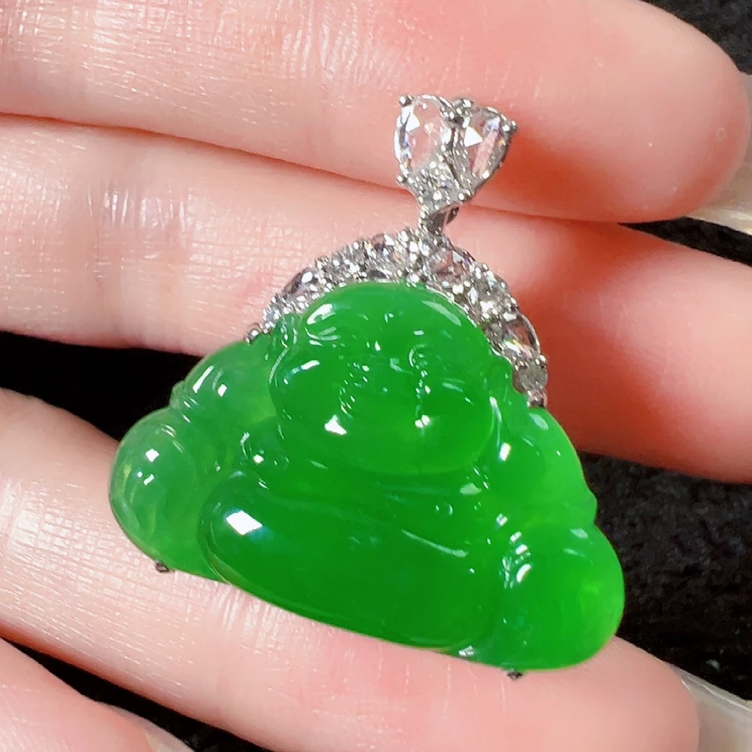 翡翠18K金镶嵌颈饰签收后24小时鉴赏期，过时不退