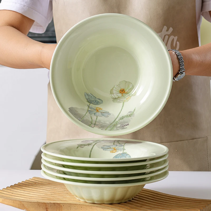 句途6个7英寸爱莲说奶油风盘子家用炒菜盘子饭盘高颜值防烫汤盘