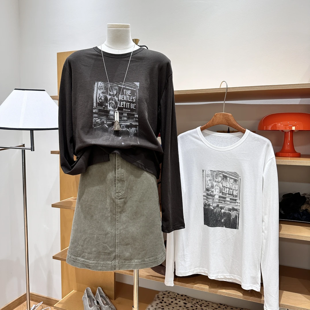 ’披头士‘复古圆领薄款长袖T