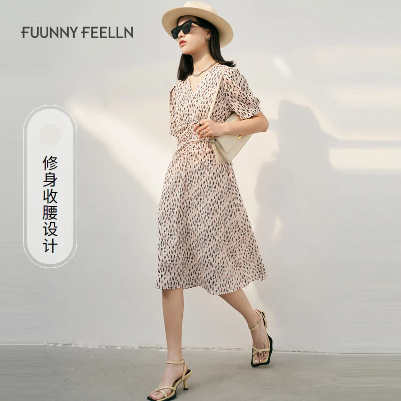 FF||仿佛复古商场同款春夏连衣裙设计感小众气质印花法式FF00844