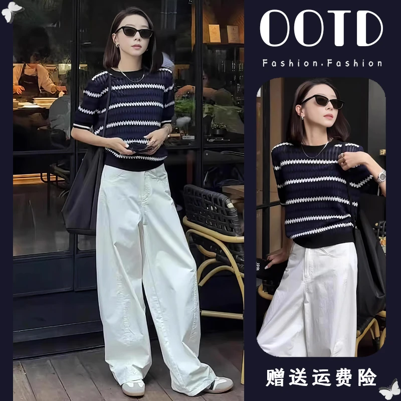 2025新款减龄搭配一整套夏装盐系炸街时尚高级感小香风阔腿裤套装