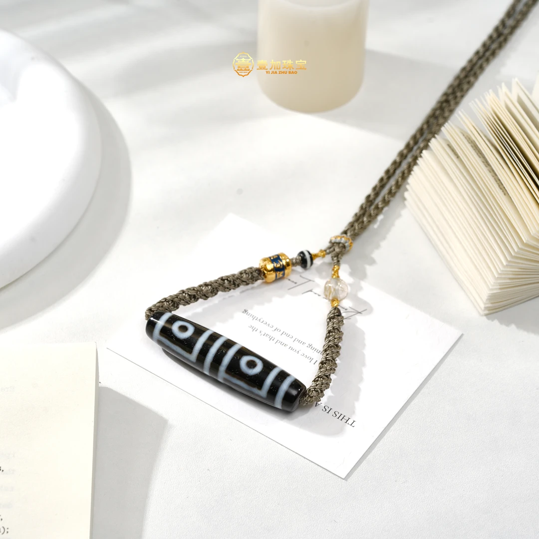 壹加师姐|手工设计金镶横版地门四玛瑙项链多样性发一0538z